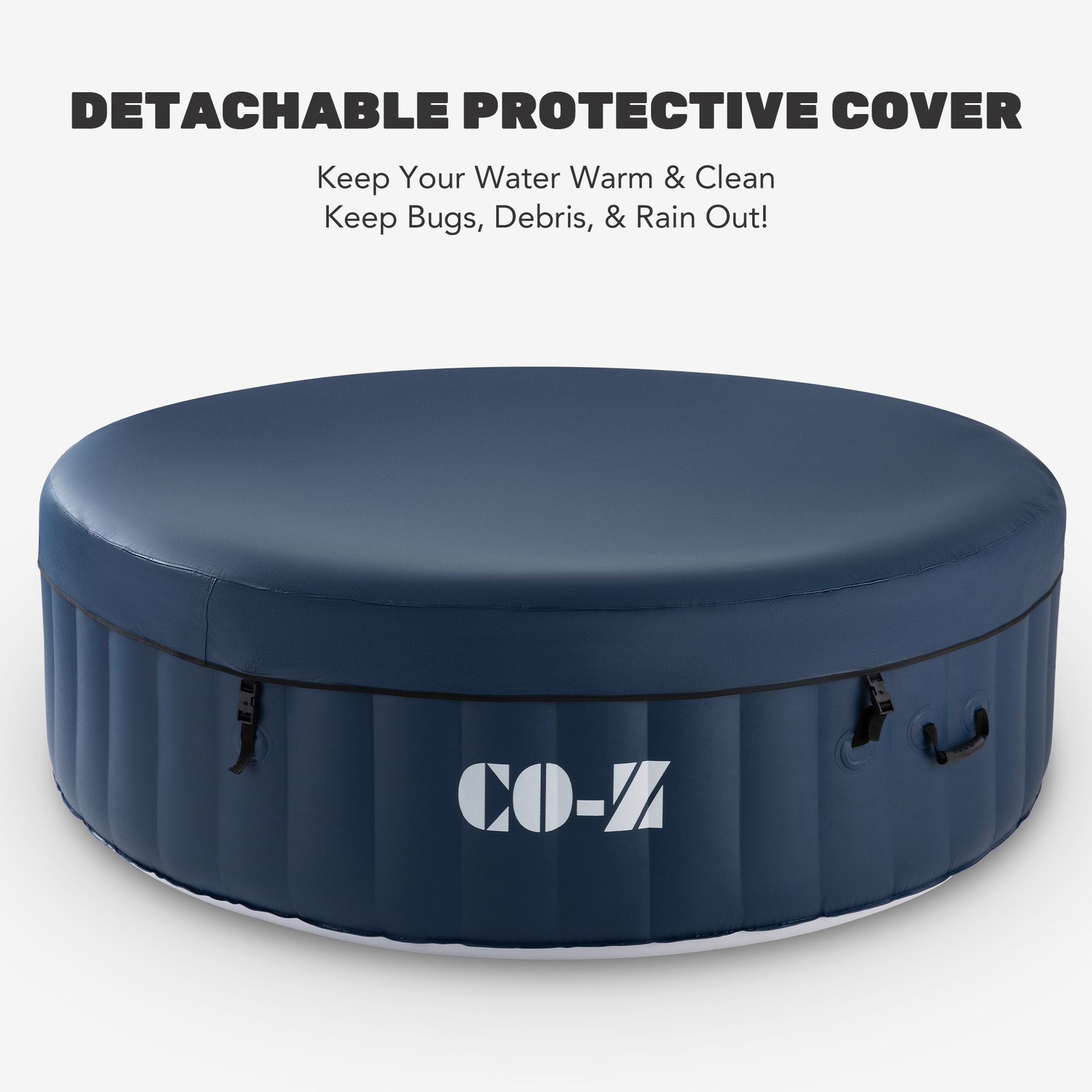 4-Person Inflatable Hot Spa Tub w 120 Air Jet & Cover & Pump Outdoor Round Blue