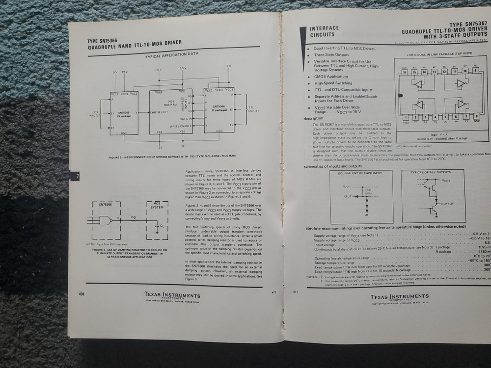 Texas Instruments 1977 The Interface Circuits Data Book 1st Edition