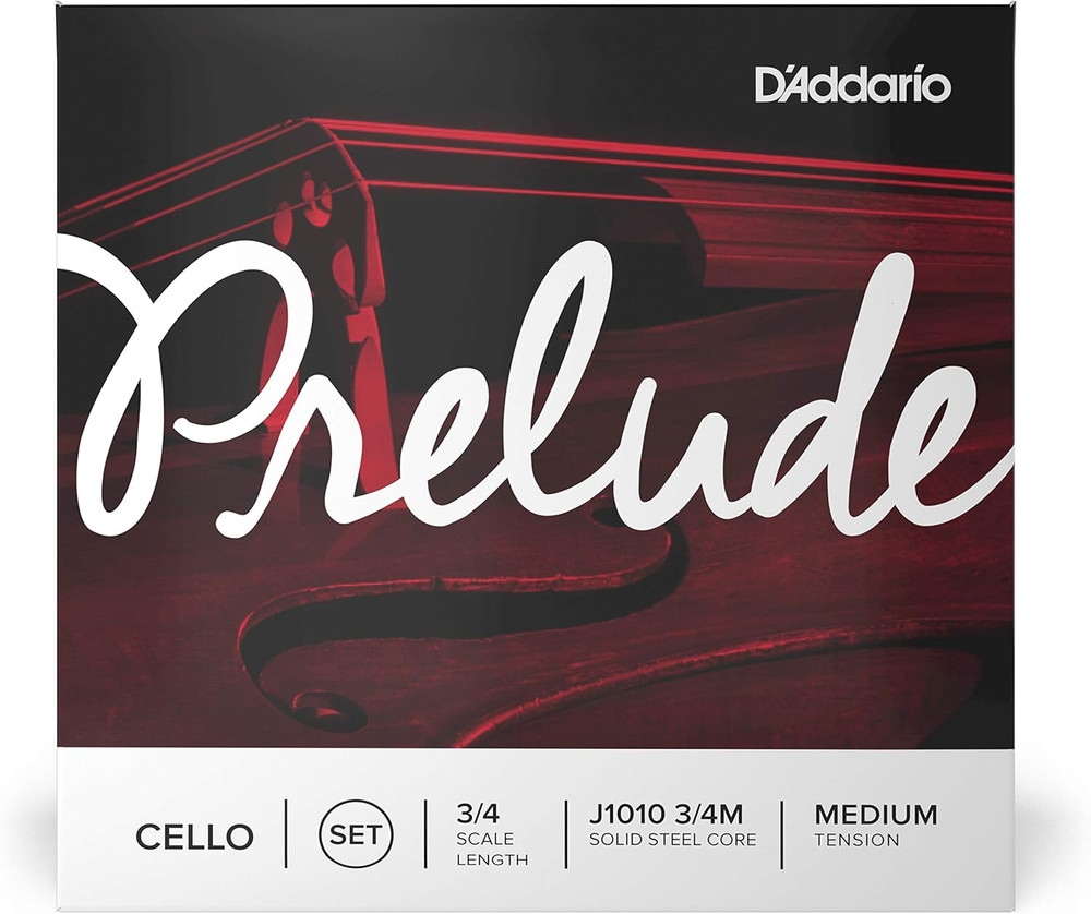 J1010 Prelude Cello String Set, 3/4 Scale Medium Tension (1 Set) –Solid Steel Co