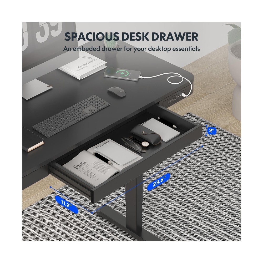 FLEXISPOT Comhar Electric Standing Desk with Drawer Desktop & Adjustable Fram...