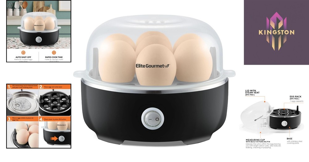 Versatile Egg Cooker - 7-Egg Capacity with Measuring Cup & Auto Shut-Off Feature