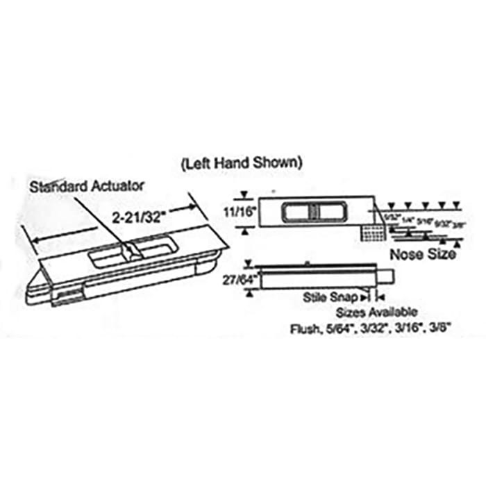 Tilt Latch, Slide in Plastic, Left Hand - White