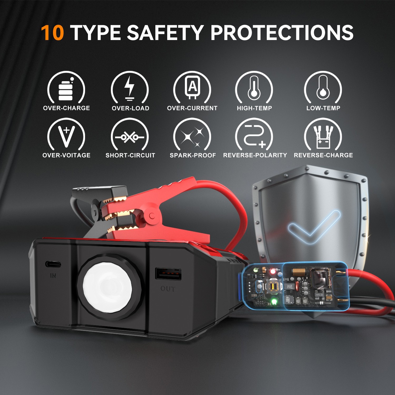 6000A Car Jump Starter with Air Compressor Combo Portable Jump Box Bank Battery