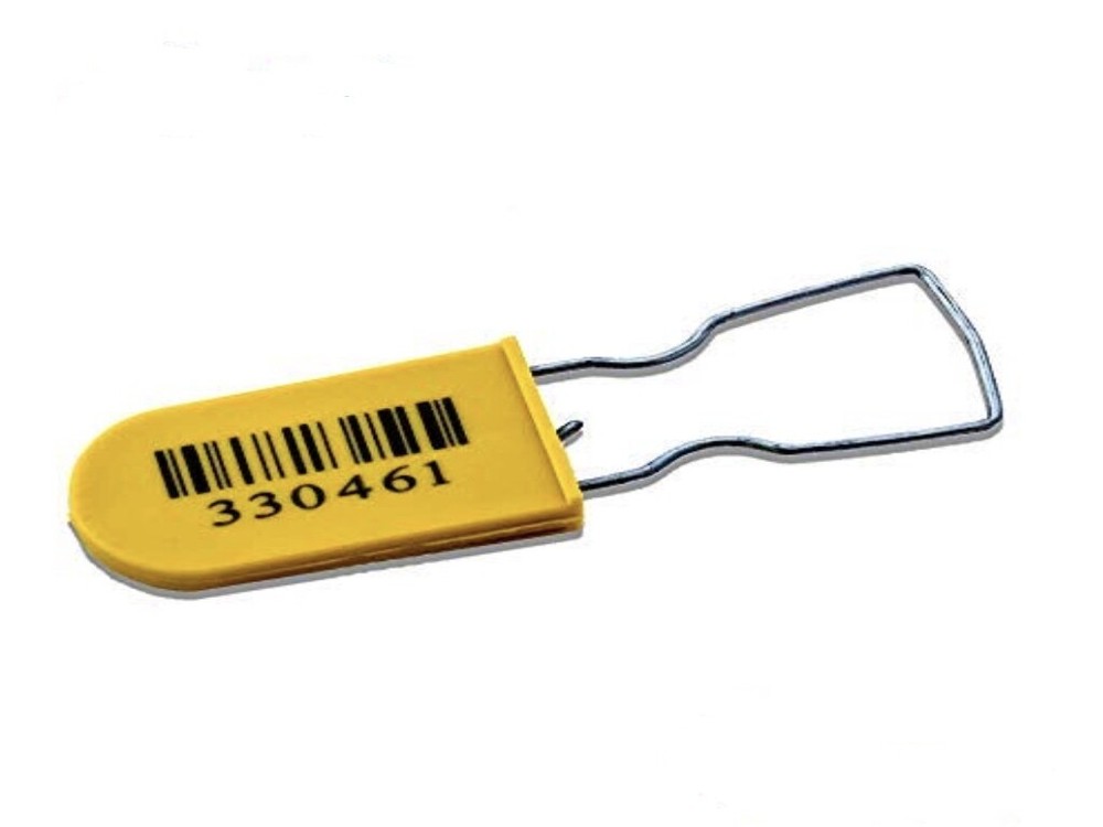 Plastic Security Seals PADLOCK A, Numbered - Barcode, 100 pcs, YELLOW color