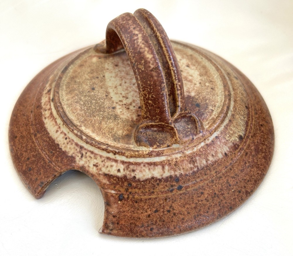 Vintage Primitive Stoneware Lidded Bean Pot Marked Townsend