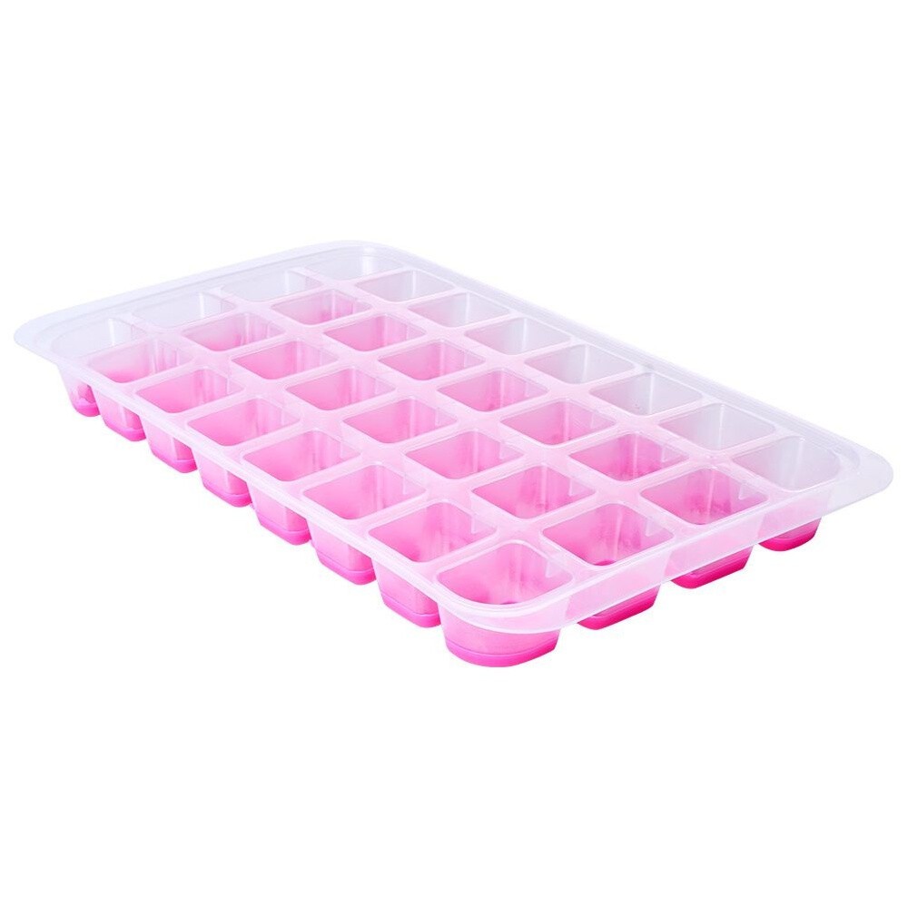 Ice cube tray for 32 ice cubes with silicone base, easily removable, large