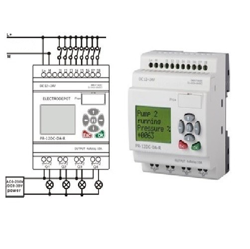Programmable Relay 8in, 4 Out, Timers, Clock, Counters, Logic PLC Functions HMI