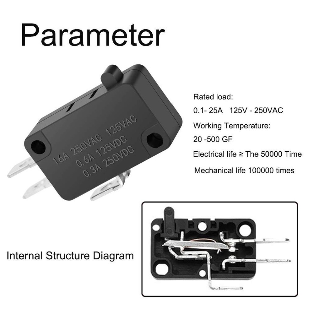 125V/250V 16A SPDT Snap Action Button Micro Limit Switch for Microwave Oven D...