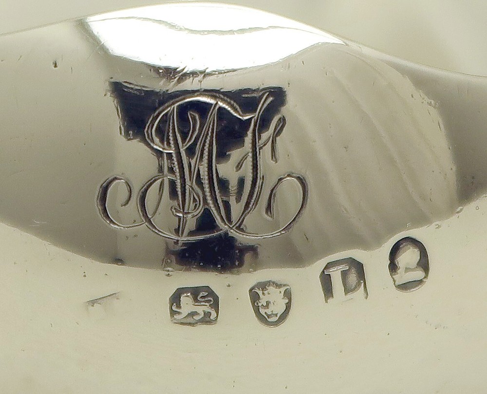 English Sterling Silver Pap-boat Date-marked 1806 MF Script monogram