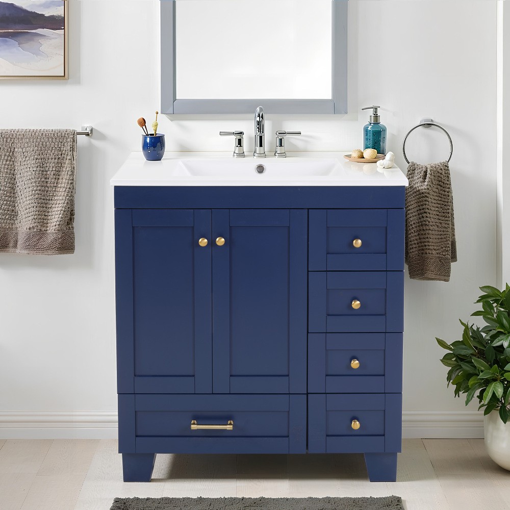 Bathroom Vanity W Ceramic Sink Soft-Close Drawers