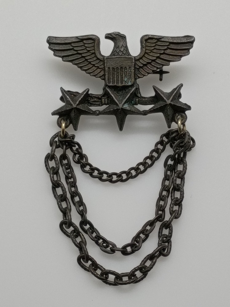 WWII Three 3 Star Army Eagle Brooch Pin