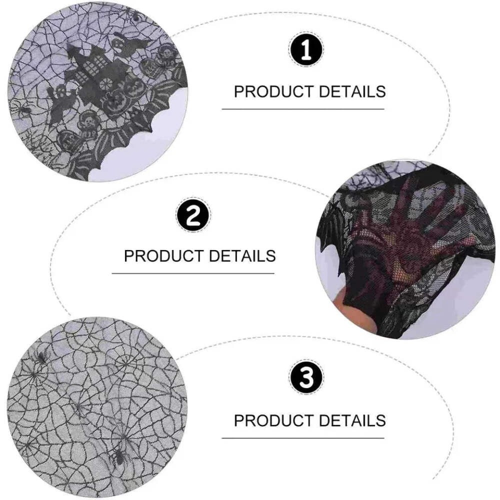 Halloween Lace Tablecloth – Rectangular Haunted House & Pumpkin Design