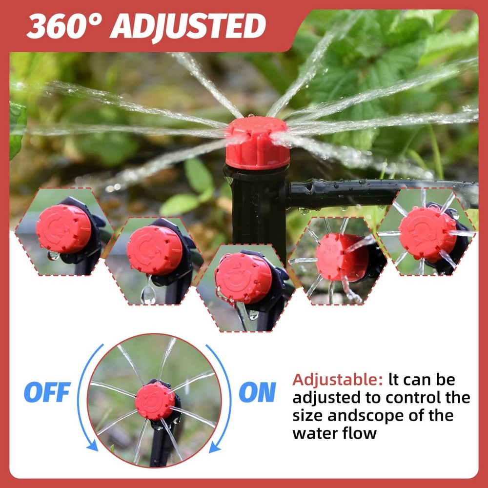 200pcs Adjustable Irrigation Sprinkler Watering System Easy Adjust Water Yield