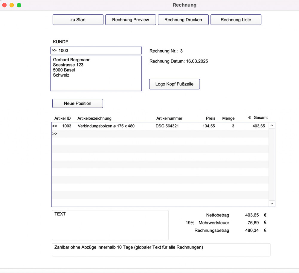 Invoice program invoice software no Excel also § 19 small business Mac Win