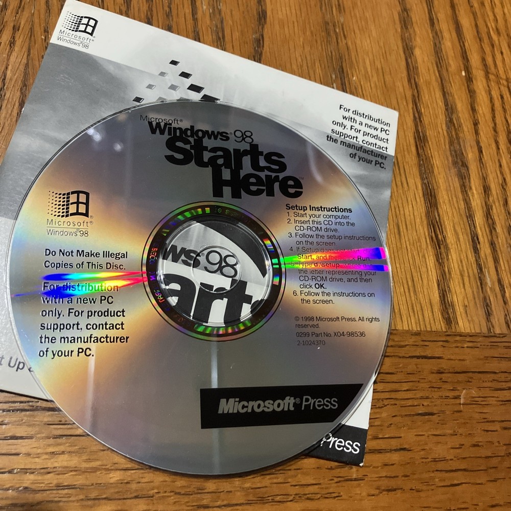 Microsoft Windows 98 Installation CD ~ Disc Only No Product Key