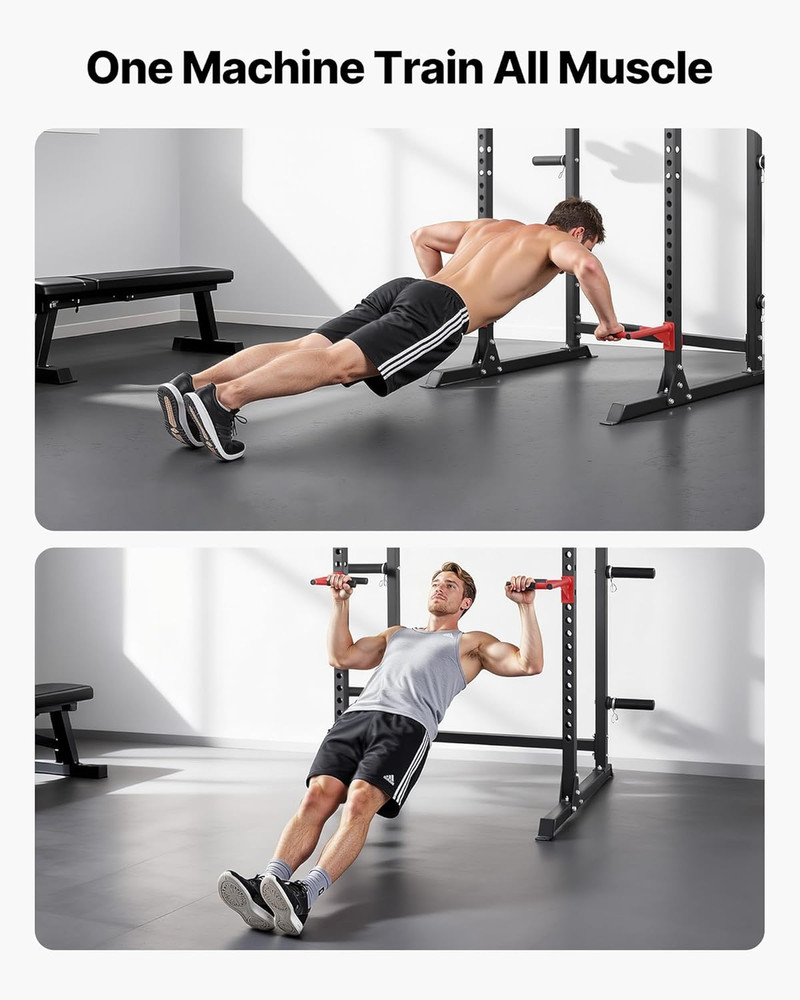 Power Cage Power Rack, Multifunctional Barbell Squat Rack with Adjustable Height