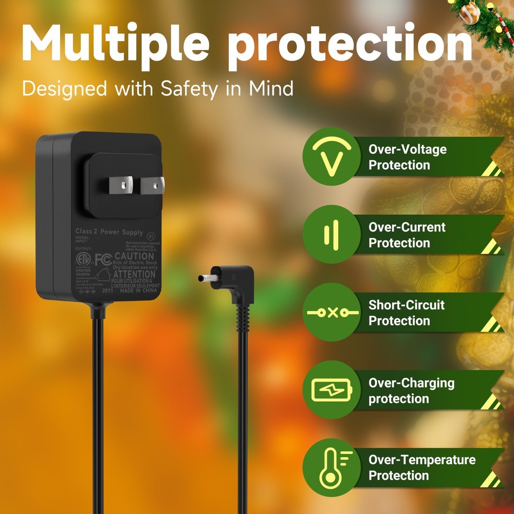 4.9FT+10FT Cable 7 Plug Power Adapter for Hallmark Keepsake,Storytellers