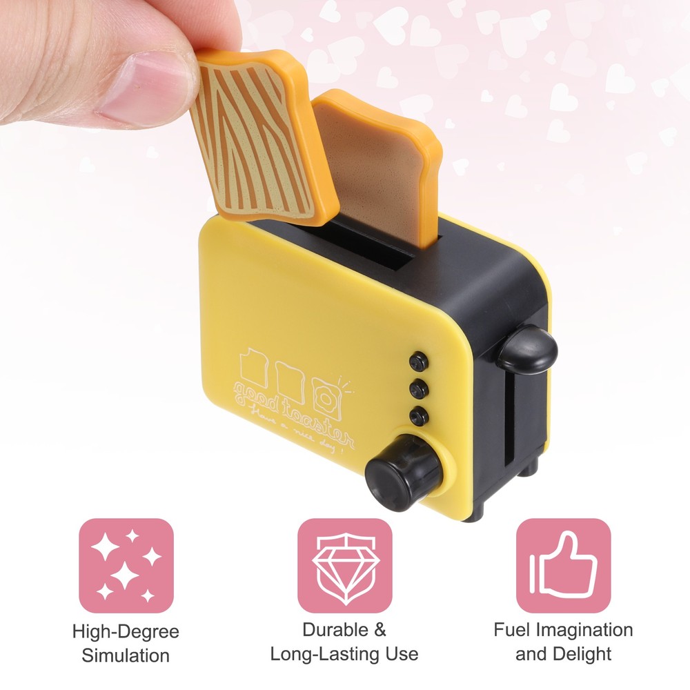 Miniature Play Kitchen Accessory, Plastic Toaster Cookware, Yellow