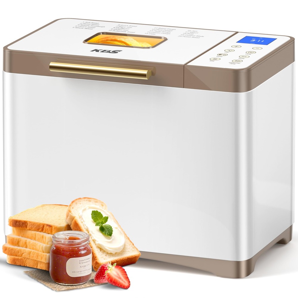 20-IN-1 Bread Maker with Custom Program, 650W Bread Machine with Nonstick Cer...