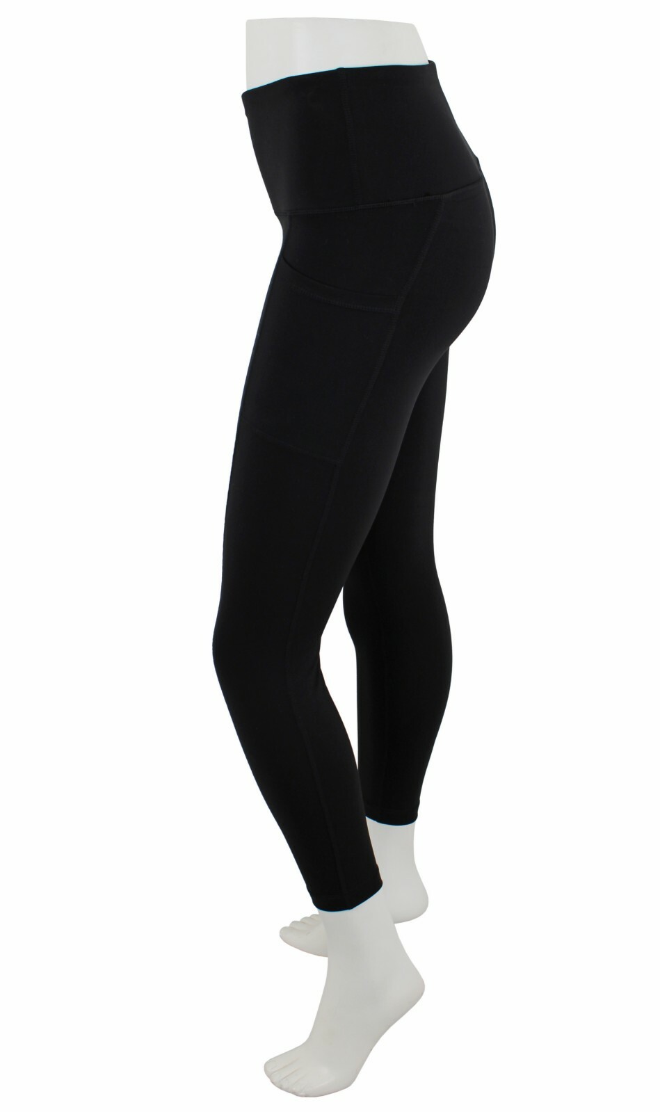 Yogalicious Lux Womens Yoga Legging Pants High Waist Side Pocket Black 7/8 Ankle