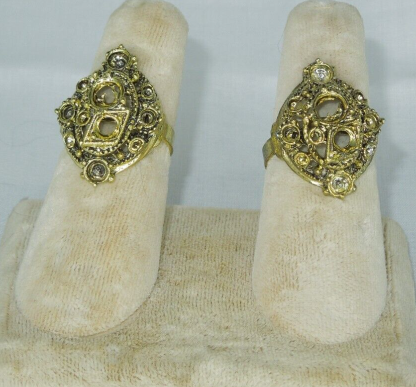 2 Ring Blanks Settings Cabochon Adjustable Antique gold Plated Brass 87V