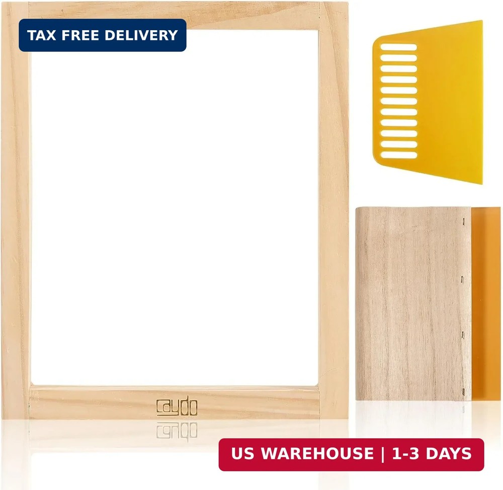 Caydo Screen Printing Frame with Screen Printing Squeegee for T-Shirts, Backpack