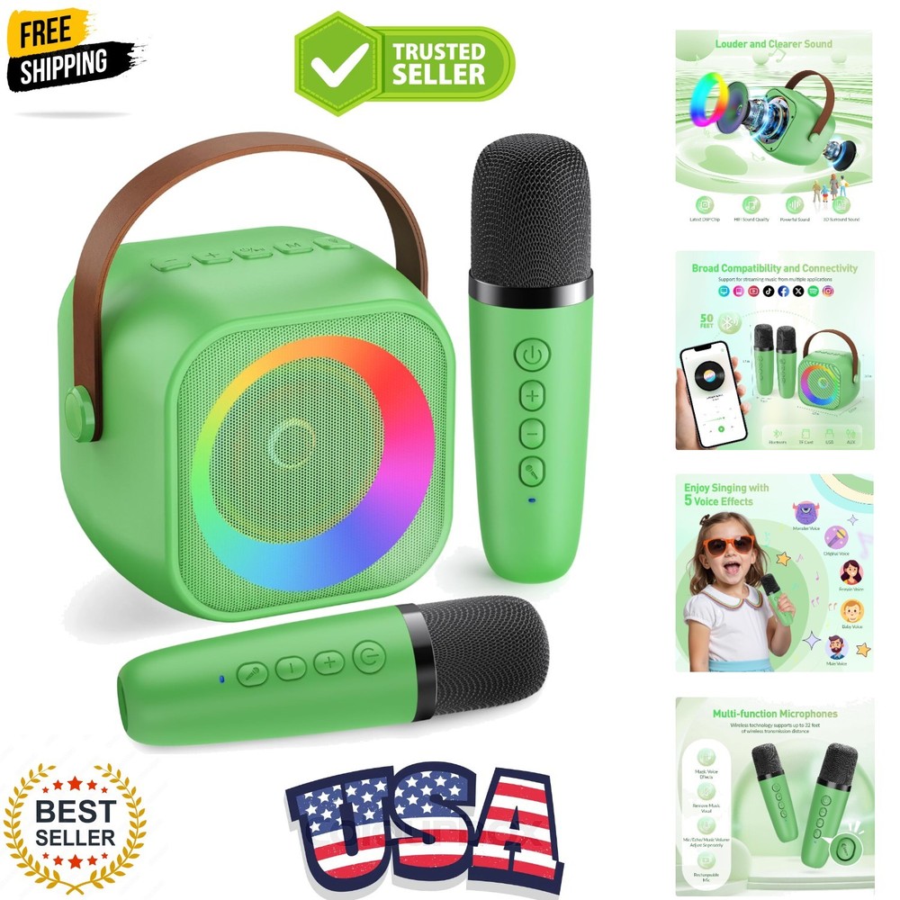 Mini Karaoke Machine：Portable Bluetooth Karaoke Microphone, Singing Speaker w...