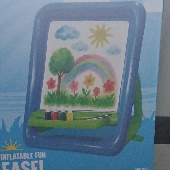 Inflatable Fun Display Easel with Paints and Brushes Set for Kids
