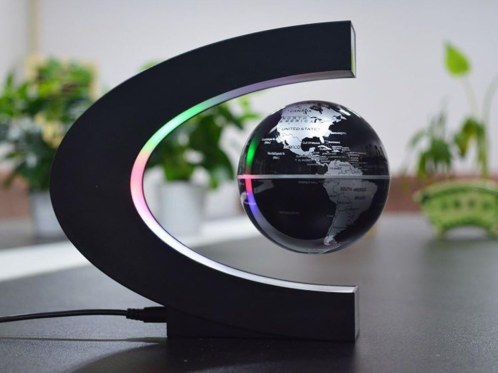 Floating Globe with LED Lights C Shape Magnetic Levitation Floating Globe World