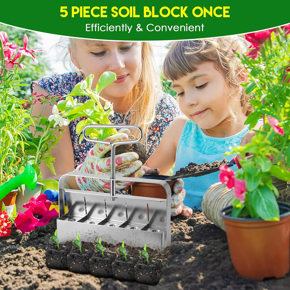 1 Pack Upgrade Soil Block Maker Hand Held, Manual Blocking Tool for Seed Startin