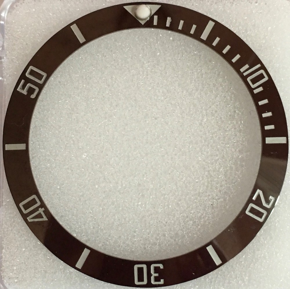 CERAMIC INSERT FOR ROLEX SUBMARINER IN BROWN WITH WHITE NUMERALS