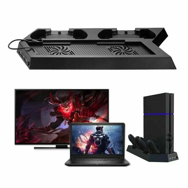 Vertical Stand Cooling Fan for Sony PS4 PlayStation 4 + Controller Charging Dock