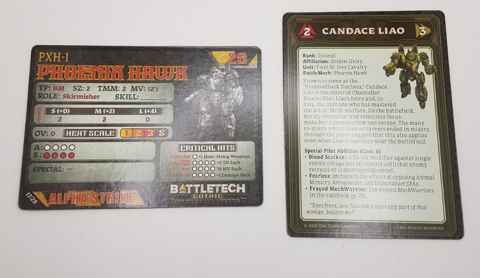 Battletech Gothic - Phoenix Hawk *Mech & Cards*