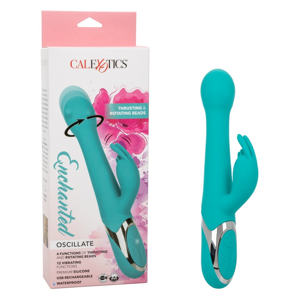 CalExotics Enchanted Oscillate Vibrator Rabbit Vibrator Turquoise Blue