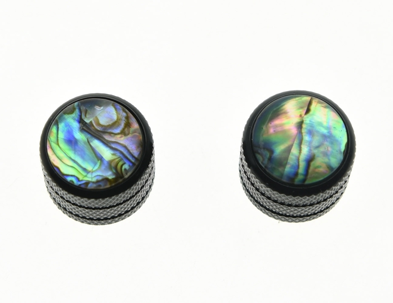 2-Pack Black Push On 6mm Guitar Abalone Cap Top Dome Knobs Bass Knob Tele Knobs