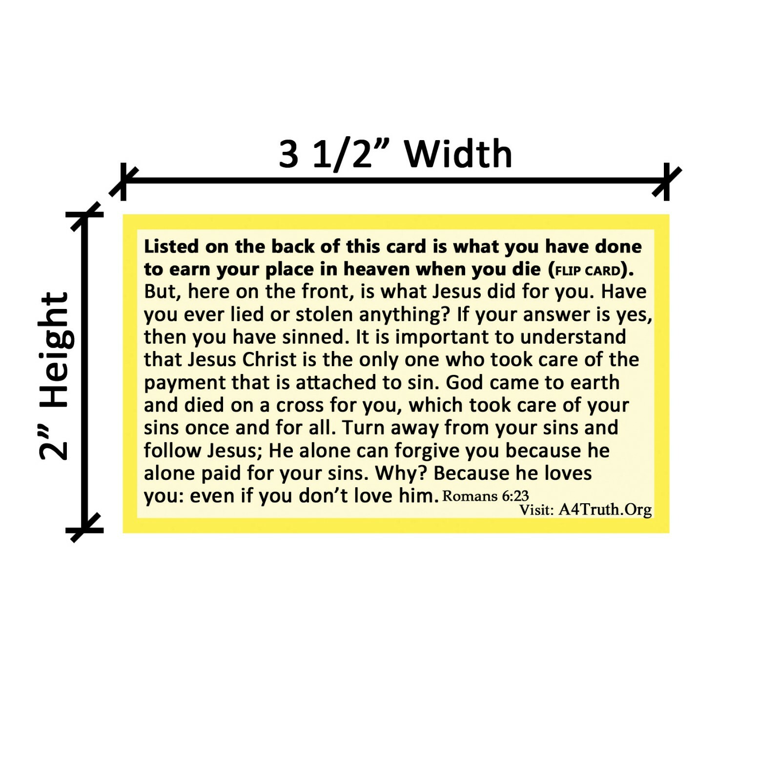 Yellow Card | Gospel Tracts | Bible Tracts | Business Card Size | Pack of 50