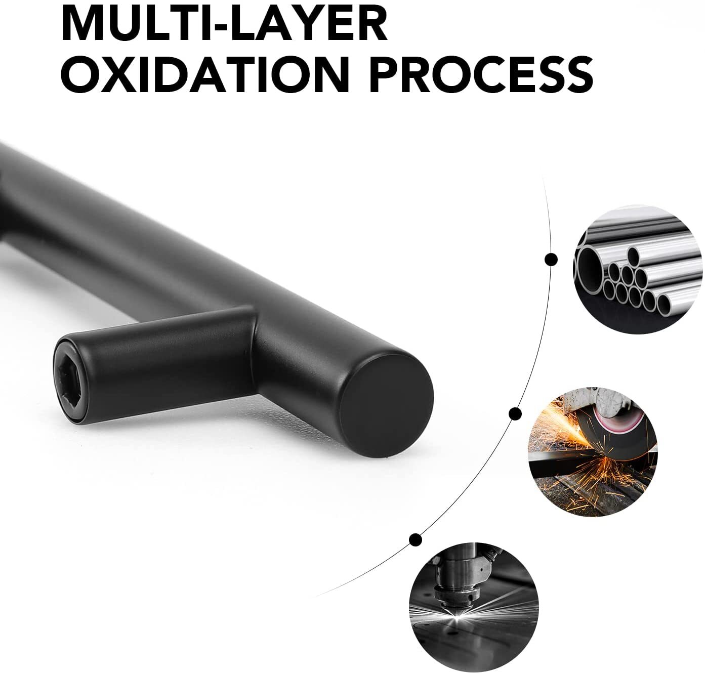 Black Modern Cabinet Handles T Bar Pulls Kitchen Drawer Hardware Stainless Steel