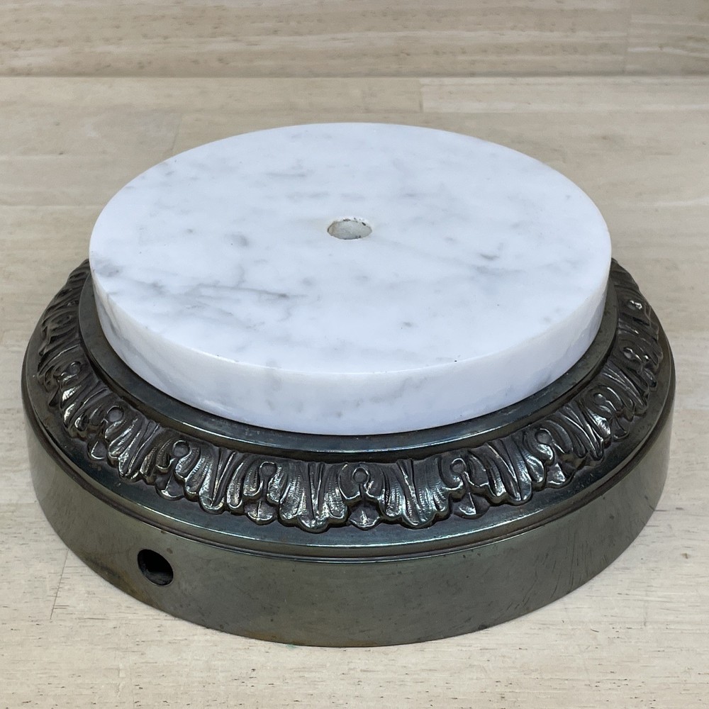 Lamp Base Table Electric MARBLE & BRASS 8" Vintage
