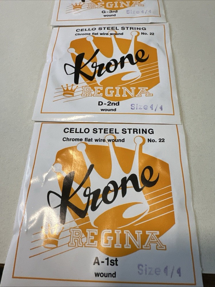 Krone Cello String Set 4/4 Size Chrome Flat Wire Wound New