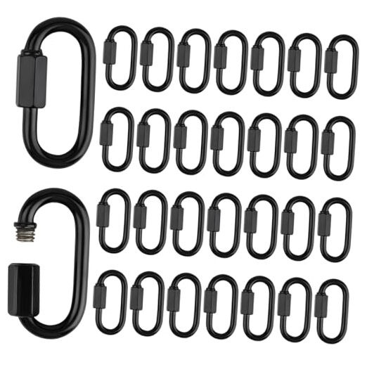 30 Pack M4 Quick Link Chain Connectors, Black Heavy Duty D Shape Locking Quick