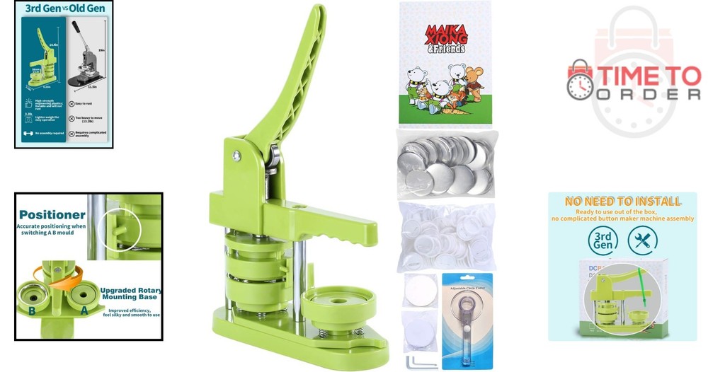 Button Maker Machine 58mm DIY Badge Kit Includes Parts Circle Cutter