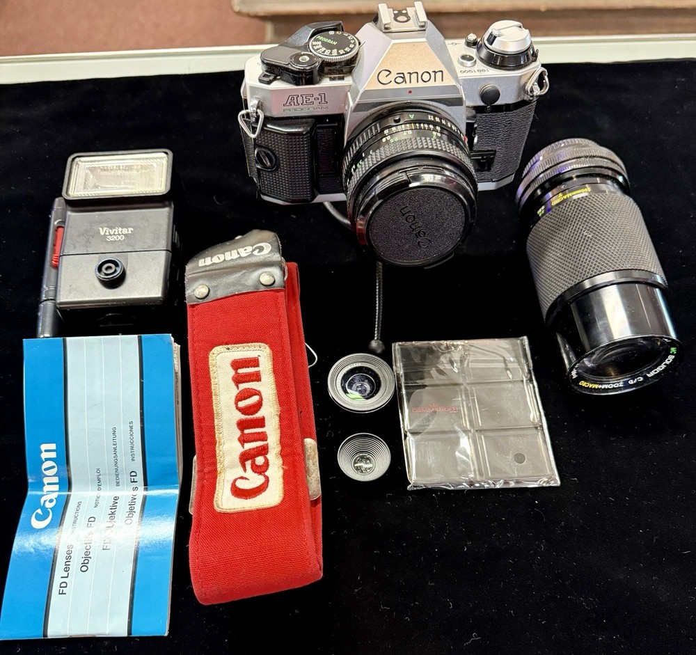 CANON AE-1 PROGRAM Camera, Lens, Flash W/Box