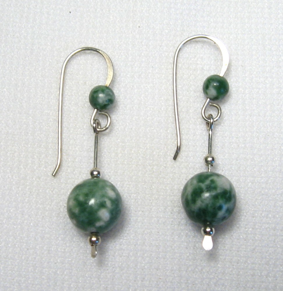 Lyns Jewelry Tree Agate Drop Earrings Silver or Gold