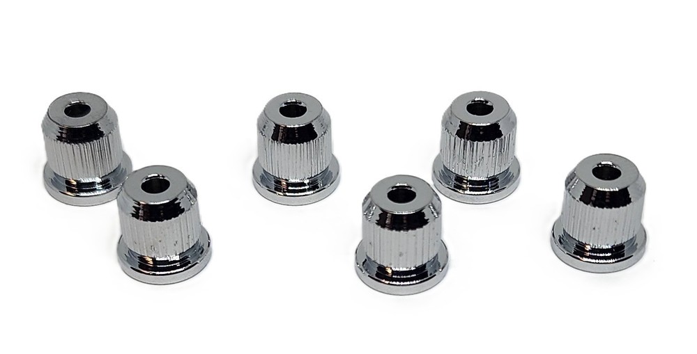 6 Large Chrome String Through Body Guitar Ferrules
