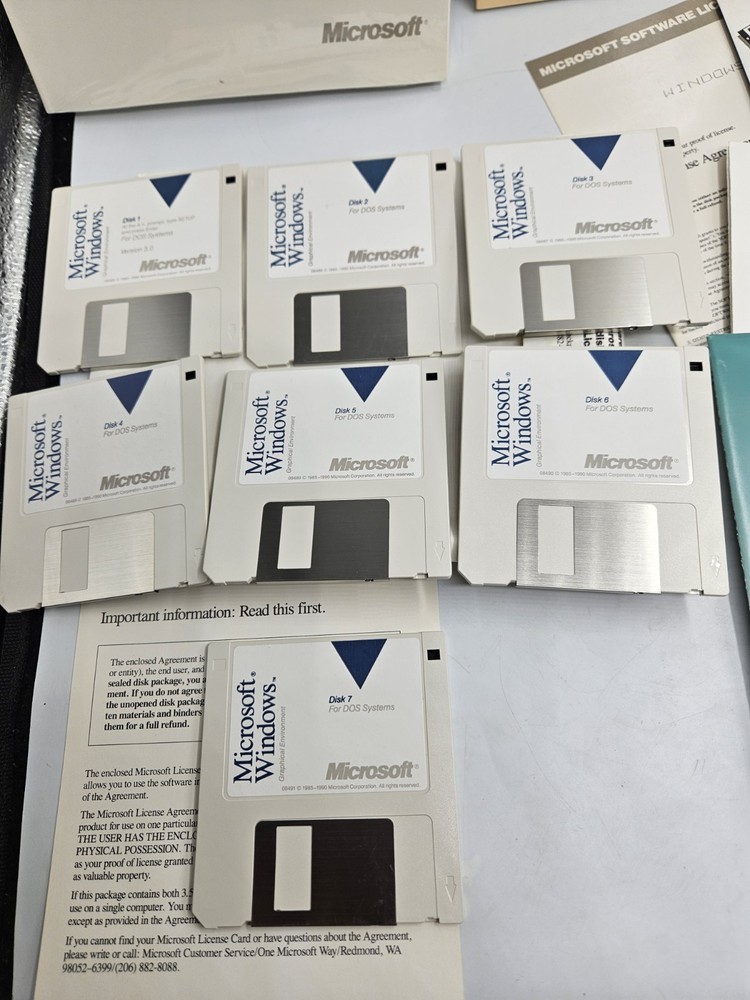 Vintage Microsoft Windows 3.0 Version for DOS Floppy Disk, RARE! Complete