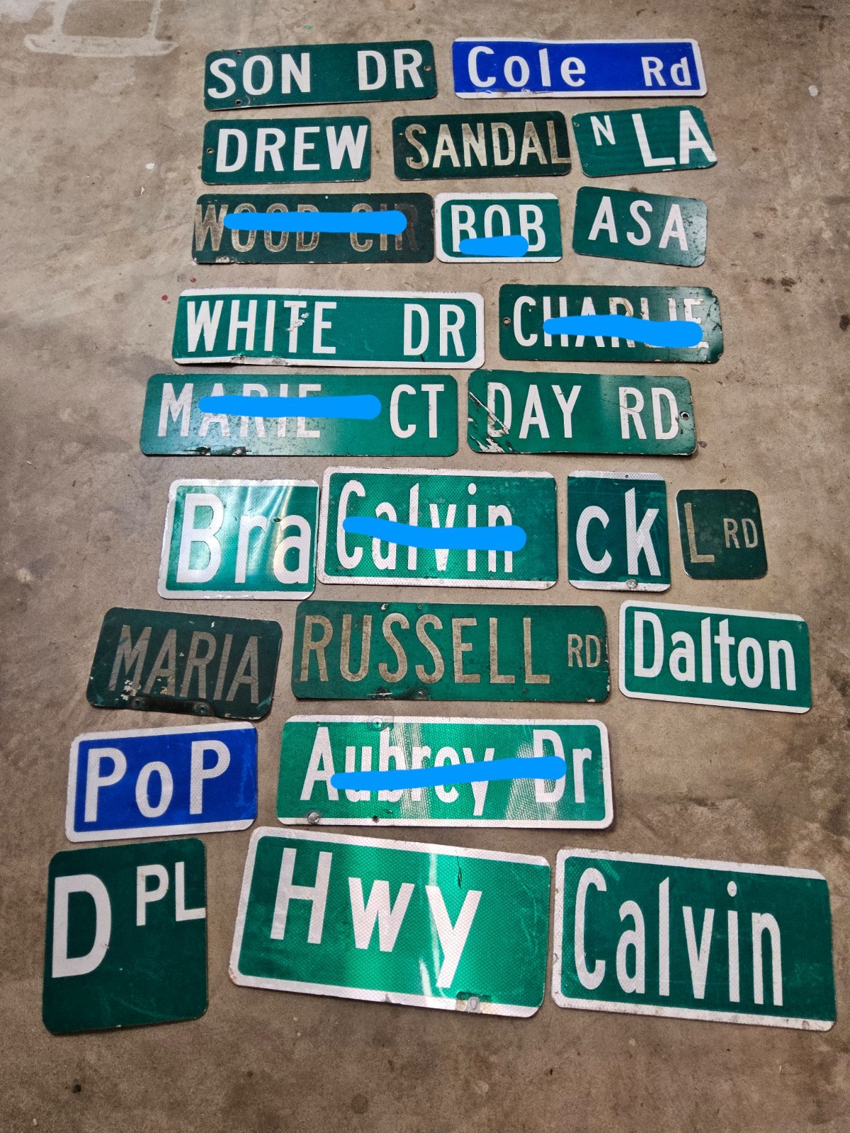 Street name signs. Miscellaneous Sizes. Pick one