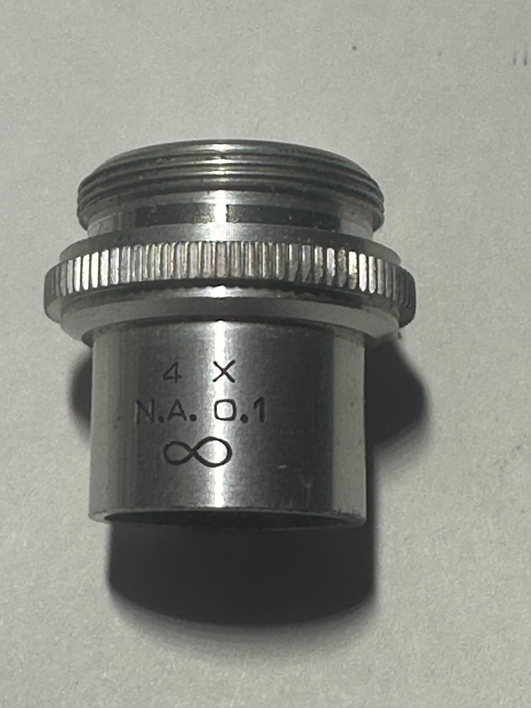 American Optical / Spence 4X N.A. 0.1 Microscope Objective, Used