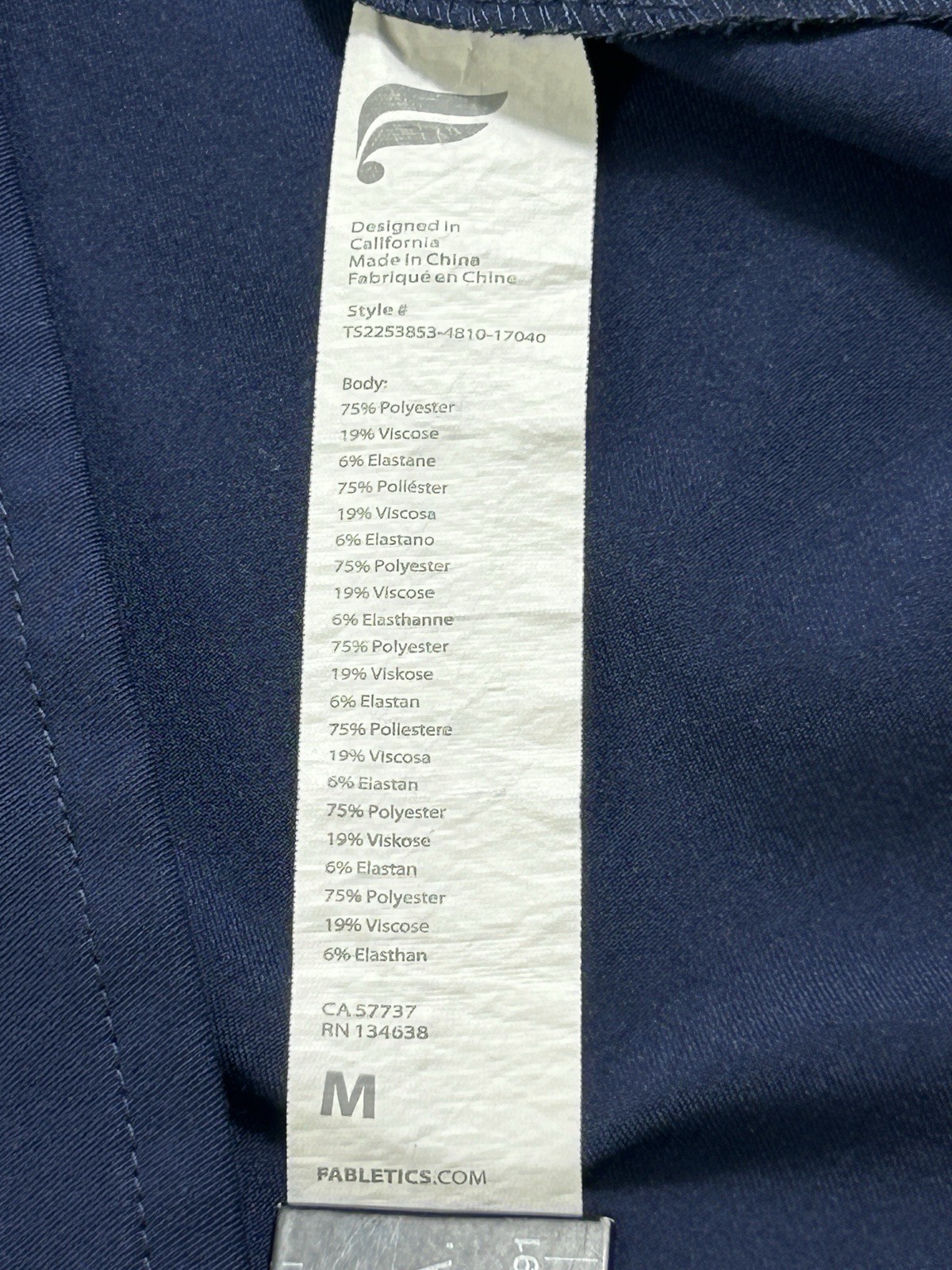 Fabletics Scrub Top Womens Medium Navy Blue V Neck Medical Uniform Workwear Top