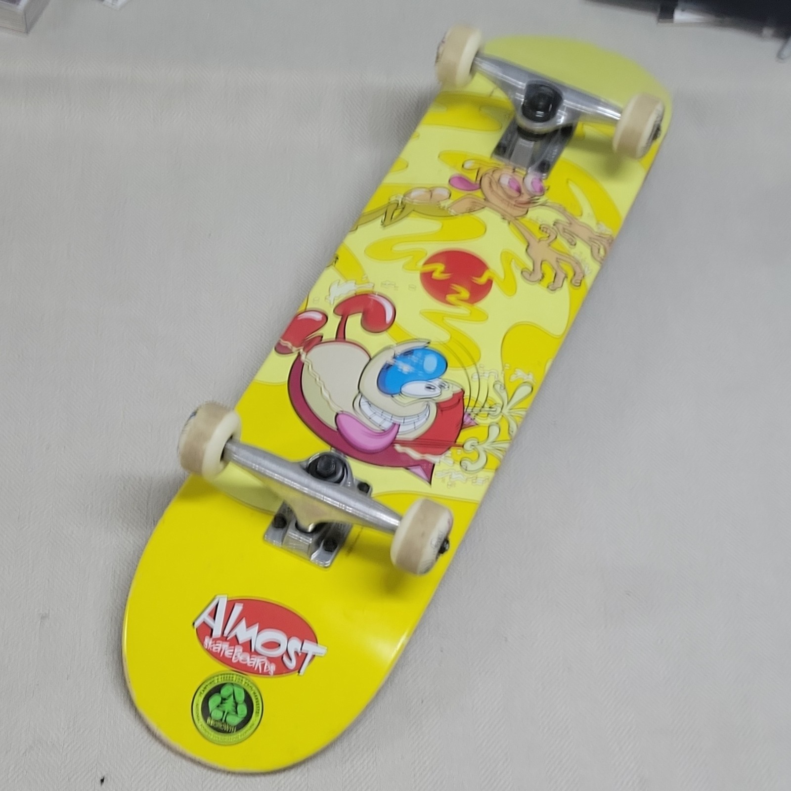 Almost Ren & Stimpy Regrowth Yellow Complete Skateboard Wood Multicolor