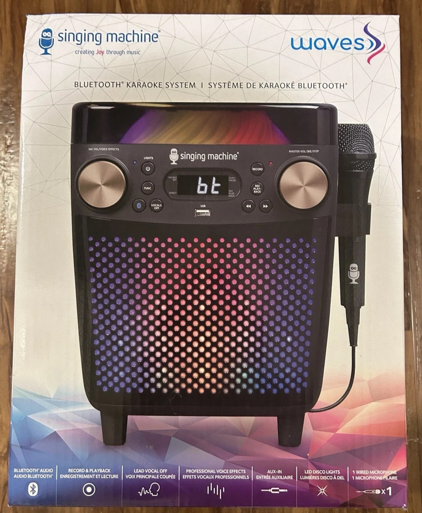 NEW Waves Singing Machine Bluetooth Karaoke System NIB